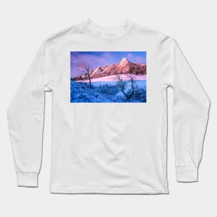 The Flatirons In Winter Blues And Pink Long Sleeve T-Shirt